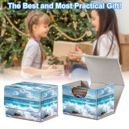 Ocean Wave Deck Box for MTG Commander | Holds 100+ Double-Sleeved Cards | Strong Magnetic TCG Card Case for Collectible Games - color: Ocean Wave