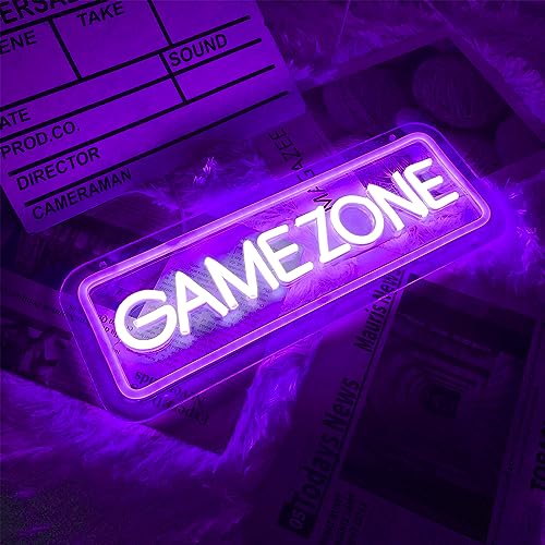 Game Zone Neon Sign Gaming Neon Signs for Game Room Decor Gamer Neon Sign for Girls Room Decor USB Powered Gamer Gifts for Teens, Girls, Kids（Purple） - color: Game Zone Purple