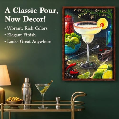 Gouda Games The Margarita – Cocktail Jigsaw Puzzle for Adults, 1000 Pieces | Includes Sorting Trays, Fun for Families, Friends, Game Nights, Gifts for Cocktail Lovers, Finished Size 27.5" x 19.5"