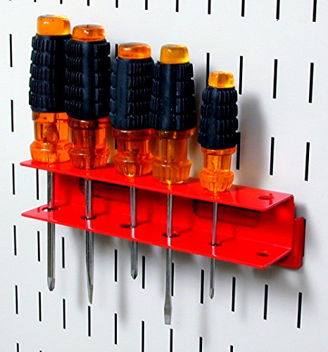 Wall Control Screwdriver Holder Bracket Slotted Metal Pegboard Accessory Slotted Tool Board - Red - color: Red, size: 8in x 2in x 2in