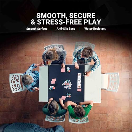 Board Game Mat for 36 x 36 in Tables, Mahjong Mat with Carrying Bag, Neoprene Playmat, Table Cover for Board Games, Tile, Poker, RPG and Dominoes (Black) - color: Black