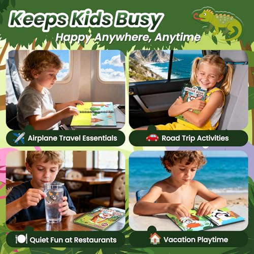 Animals Reusable Sticker Book for Toddlers, DIY Make-a-face Jelly Stickers | Make A Face & Scene Decoration Play, Washable and Reusable Jelly Stickers, Portable Travel Friendly, Airplane Trip Essentials - style: Animal