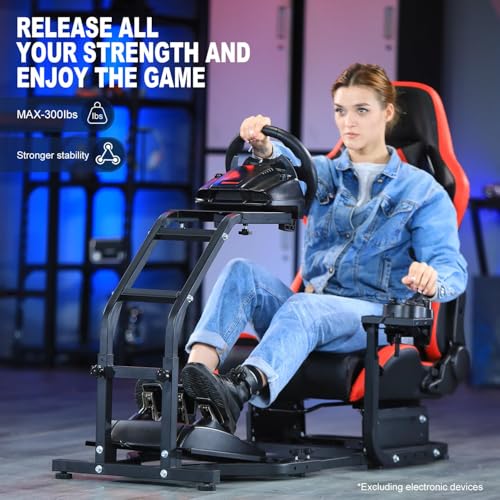 Marada Real Racing Simulator Cockpit with Red Seat fit for PXN, for Thrustmaster T300RS, for Logitech G923 G920, for Fanatec Advanced Compact Driving Sim Stand, Wheel & Pedal & Shifter Not Included