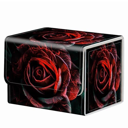 Strong Magnet Card Case Deck Box Mtg Card Box Playing Card Box Magic Deck Box Tcg Up to 200 Cards Creative Pattern Trading Card Storage Box for Collectible Card Games, Black And Red Roses - color: Black And Red Roses