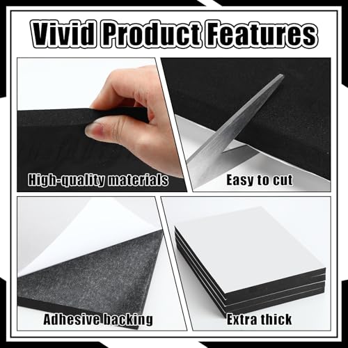 4 Pcs 1/2" Thick Foam Padding Sheet with Adhesive Backing Block | 12 x 8 Inch, Closed Cell, Self Stick Neoprene Insulation Foam Sheet, Black, for Furniture Cars Speakers - color: Black, size: 0.5 Inch Thick, 12 x 8 Inches