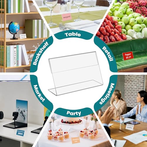 Daletu Mini Acrylic Sign Holders, Acrylic Food Sign Label for Party Buffet | Retail Price Card Signs Holders, Clear Plastic Table Counter Top Stand for Name Card, Bakery, Wedding, Event Decor - size: 30PCS 2.36" X 1.57"（6X4)