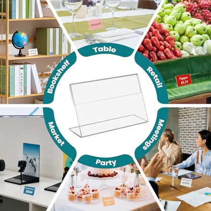 Daletu Mini Acrylic Sign Holders, Acrylic Food Sign Label for Party Buffet | Retail Price Card Signs Holders, Clear Plastic Table Counter Top Stand for Name Card, Bakery, Wedding, Event Decor - size: 30PCS 2.36" X 1.57"（6X4)