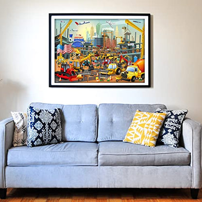 Think2Master Construction in New York City, USA 250 Pieces Jigsaw Puzzle. Great Puzzle for Adults and Seniors. Easier to Handle Larger Pieces. Size: 14.2” X 19.3” - style: Construction USA