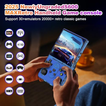 S600 Retro Gaming Console, Retro Handheld Console 4.0'' Screen Linux System, 64G TF Card, Support 30+ Simulators, 3500mAh Rechargeable Portable Pocket Arcade - color: Blue