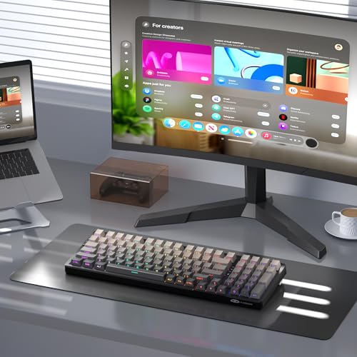 MageGee LIGHT100 Wireless Creamy Keyboard, Gasket Structure Hot Swappable, 2.4G/USB-C/BT5.0 RGB Backlit Mechanical Gaming Keyboard for Win/Mac/PC, 8000mAh Battery, Side Printed PBT Keycap, Black - color: Black/Blue Whale Switch