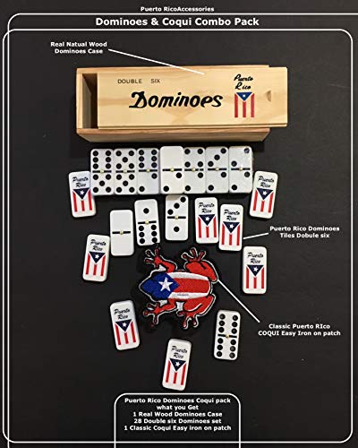Puerto Rico Dominoes Premium Puerto Rican Flag Domino Double Six for Adults Size