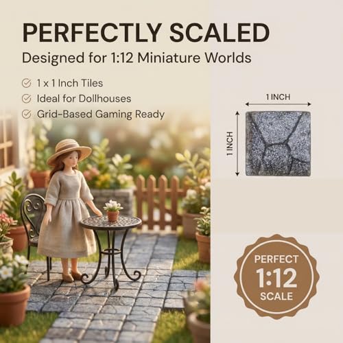 Dollhouse Miniature Paving Stones, Model Tiles | Set of 50 pcs for Fairy Gardens and Tabletop Terrain, REDUCIO! - color: Misty Rock