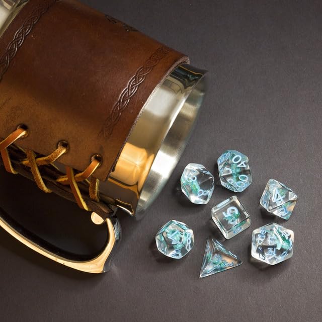 Sage’s Portal Cantrips DND Dice Set - Round Edge Resin 7-PC Polyhedral DND Dice Set for Dungeons and Dragons D&D RPG Tabletop TTRPG (Blue Flowers) - color: Blue Flowers