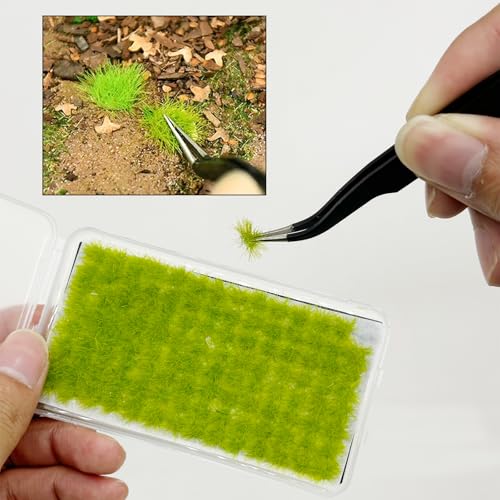 Cayway 2 Color Static Grass Tuft Terrain Kit - Resin Scenery Miniature Shrubs Bushes for Train Landscape Railway Artificial Grass Modeling - color: 2 Color