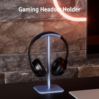 Headphone Stand for Desk - Headset Stand Headphone Holder (Blue) | with Aluminum Hanger and Plastic Headrest, headphone holder for AirPods Max, Sony, Bose, Beats and More - color: Blue
