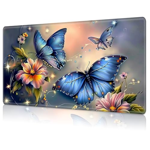 MTG Playmat,Game Play Mat for MTG TCG 24 x 14 inches Cards Game Playmats,Trading Card Game Stitched Play Mats Commander Deck Gaming Desk Mat Card Gameplay Mats,Blue Butterfly - color: Blue Butterfly, size: NO Zone