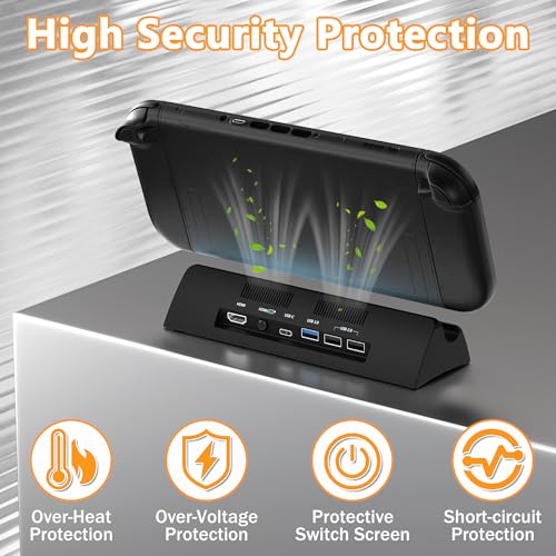 Switch 2 Dock,TV Docking Station with 4K HD Adapter/USB 3.0 Port/USB-C Port (Only Dock-Not for Use with Protective Case)