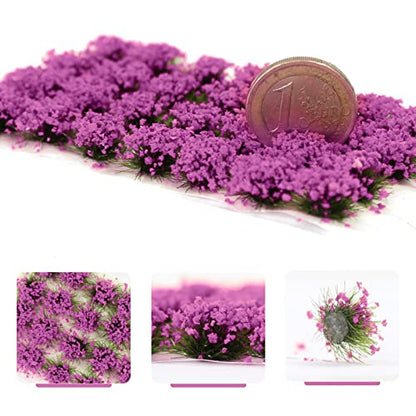 Miniature Vegetation Bushy Shrubs Tuft Flowers with Model Bases War Game DIY Railway Terrain Scenery (G) - color: G