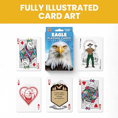 Masterpieces Eagle Playing Cards Deck - Animal Themed Standard 54 Card Deck, Unique Eagle Face Cards & Jokers, Retro Style, for Families & Adults - style: Eagle
