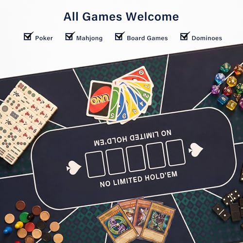 Board Game Table with Removable Table Top, 54” x 31” Play Area, Gaming and Dining Table with 2 Play Mats, Detachable Cup Holders and Trays for 6 Players, for Card, DND and Poker, Walnut - size: REC w/Two Mats