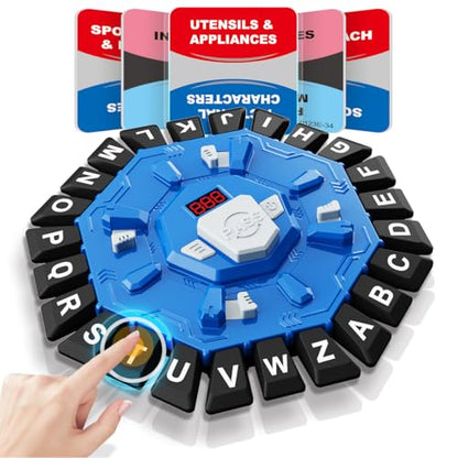Word Game Family Board Games with Display Timer and 2 Modes, The Fast-Paced 24 Letters Pressing Games, Learning Word Game for Kids & Adults, 2-8 Players, 15-20 Minute Play Time - color: Blue