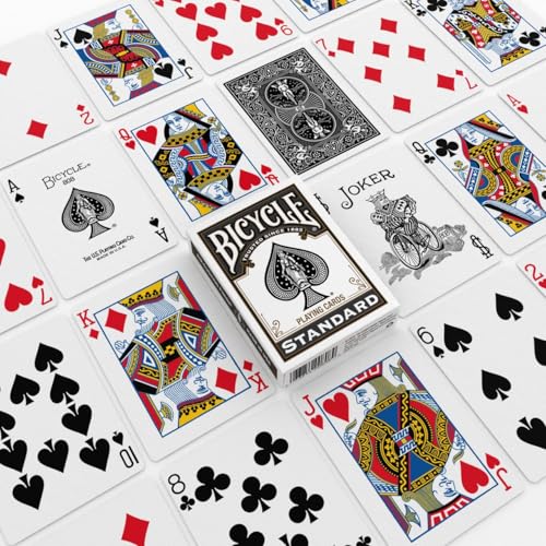 Bicycle Playing Cards 4 Pack Standard Index Poker Size Red and Black | Air Cushion Finish, Made in USA, 2 red and 2 black decks, 52 cards plus 2 Jokers per deck, For all card games