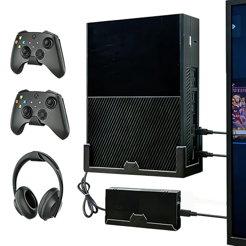 GETYEA Wall Mount for Xbox One,Steel Wall Mount Kit for Xbox One Original and Power Brick Mount,3 Detachable Controller Holders & Headphone Hangers, Stand for Xbox One