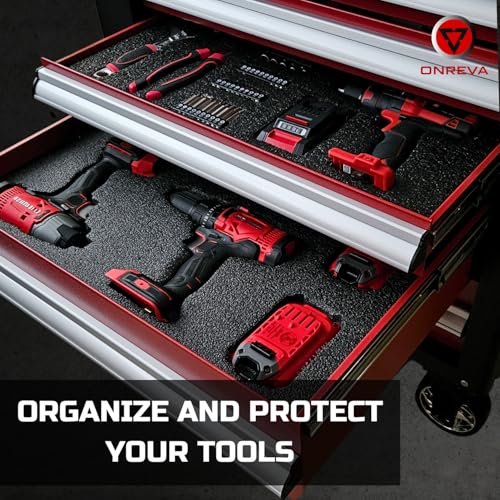 ONREVA Tool Box Foam, 2Pack 30x22x2 inch, Foam Inserts for Cases, Polyethylene Storage Sheets for Toolbox Hard Case, Tool Shadow Insert, Kaizen Organizer Sheet