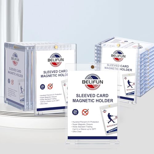 20-Pack One Touch Sleeved-Card Magnetic-Holders - 35PT Trading Card Holders, UV Protection Clear Acrylic Card Cases, Magnet Case Protectors for Game Cards, Baseball Cards, Sports Cards, Standard Cards - size: 20ct Sleeved Card Magnetic Holder