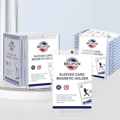 20-Pack One Touch Sleeved-Card Magnetic-Holders - 35PT Trading Card Holders, UV Protection Clear Acrylic Card Cases, Magnet Case Protectors for Game Cards, Baseball Cards, Sports Cards, Standard Cards - size: 20ct Sleeved Card Magnetic Holder