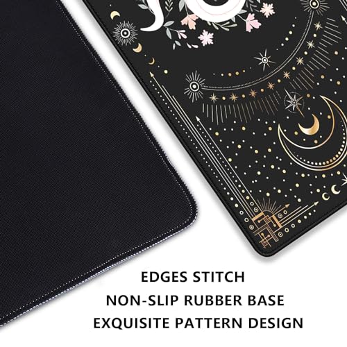 Mysterious Starry Sky Moon and White Snake Pattern Large Extended Gaming Mouse Pad E-Sports Office Desk Mat Keyboard Pad Rubber Non-Slip Computer Mouse Mat Suitable for Home Office Work(27.5X11.8 in) - color: Starry Sky Moon and White Snake
