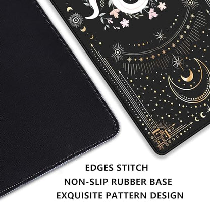 Mysterious Starry Sky Moon and White Snake Pattern Large Extended Gaming Mouse Pad E-Sports Office Desk Mat Keyboard Pad Rubber Non-Slip Computer Mouse Mat Suitable for Home Office Work(27.5X11.8 in) - color: Starry Sky Moon and White Snake