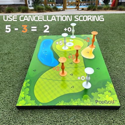 PopGolf Board Edition Set - Backyard, Indoor and Outdoor Game | Popdarts, Cornhole Alternative, Includes All-Weather Board, Exclusive Darts, Travel Case, Score Keeper