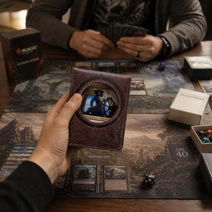 Venssu Captain's Porthole-Themed Deck Box with Commander Display Window | Holds 120 Single-Sleeved/ 100 double-sleeved cards, Fit MTG/PTCG/OPTCG Cards, Strong Magnetic Closure, Sturdy PU Leather