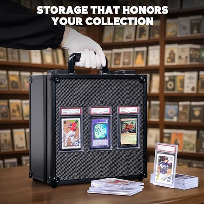 Kabinka Graded Card Case, Aluminum Alloy Graded Card Storage Box | Holds 140 Card Slabs, Sports Trading Card Case with TSA Combination Lock, Fits PSA/CSG/CGC/SGC/BGS, Black - color: Black
