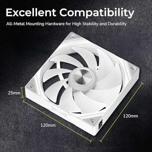 Tryx 120mm Case Fan 1pc Computer ARGB PC Quiet Fan Cooler, Upgraded Pogo-Pin Connection with Magnetic Cable，ARGB Gen2 LEDs，New Version ROTA SL，White - color: Single White, size: Regular Fan