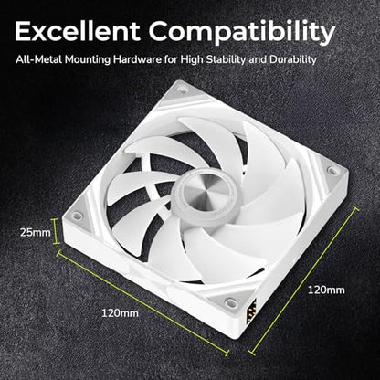Tryx 120mm Case Fan 1pc Computer ARGB PC Quiet Fan Cooler, Upgraded Pogo-Pin Connection with Magnetic Cable，ARGB Gen2 LEDs，New Version ROTA SL，White - color: Single White, size: Regular Fan