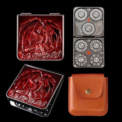 7-in-1 Metal Spinner DND Dice Set subitable for Dungeons & Dragons – Pocket Flip Rotating Dice with D4 D6 D8 D10 D12 D20 D% – Gaming Accessory with Magnetic Iron Box（Red） - color: Red