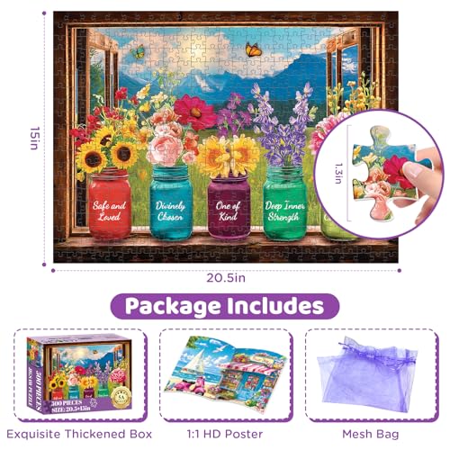 Puzzles for Adult 500 Pieces,Fun Beautiful Glass Vase Flowers Jigsaw Puzzle | Interlock Perfectly Letter on Back No Dust,Home Wall Art Decor,Challenging Perfect Birthday Party Gift for Family, 20.5x15 In - style: Glass vase