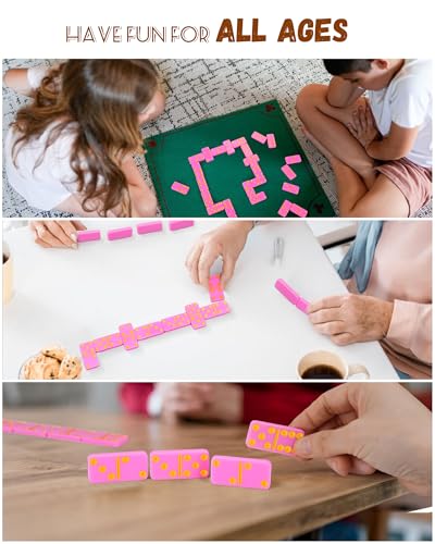 KAILE Pocket Domino Set – Mini Pink Dominoes with Gift Box & Ribbon, Bright Colors, Travel-Friendly Game for Kids & Adults, Idea, Portable Double-Six Set