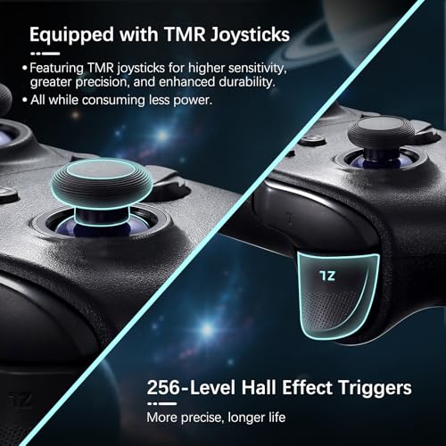 GuliKit ES PRO Wireless PC Controller for Switch 1/2, Windows/Steam Deck | 3.25ms Low Latency,Magnetic TMR Joysticks, Support Switch1/2 Wake-Up, Tactile Switch D-pad, Black - color: Black