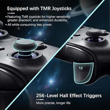 GuliKit ES PRO Wireless PC Controller for Switch 1/2, Windows/Steam Deck | 3.25ms Low Latency,Magnetic TMR Joysticks, Support Switch1/2 Wake-Up, Tactile Switch D-pad, Black - color: Black