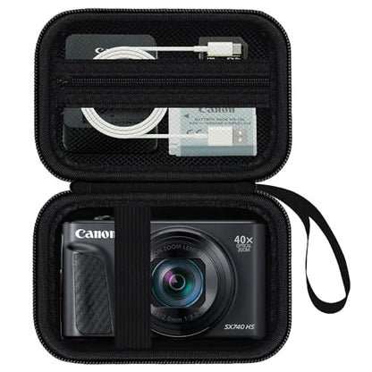 Camera Case for Canon PowerShot SX740/ SX730/ SX720/ SX620/ G7 X Mark II III Digital Camera, Camera Protective Box Hard Travel Storage Bag, Mesh Pocket fits Cable, Batteries, SD Card, Black | Protective Carry Bag, Shockproof Shell, Dust Resistant, Accesso