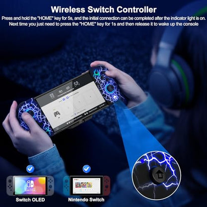 Gammeefy Switch Controller – Hall Effect Joysticks & Enhanced Grip – One Piece Switch Joypad Replacement Switch Pro Controller with 8-Color RGB Lighting, Turbo, Macros - Spider Silk, 6.2"/7" - color: Spider Silk, size: 6.2"/7"
