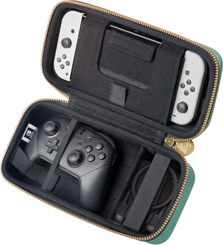 R.D.S. INDUSTRIES, INC. – Game Traveler Deluxe Licensed System Case Designed for Nintendo Switch or OLED, Legend of Zelda Tears of the Kingdom, Green Medium (NNS4000G)