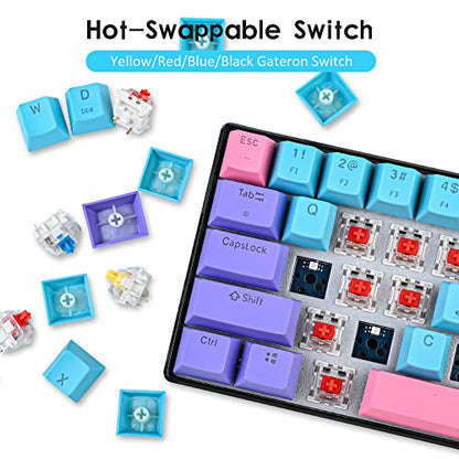 surmen GT61 60% Mechanical Gaming Keyboard 60 Percent RGB Backlit Hot-Swappable Wireless/Wired Compact Mini Keyboards Bluetooth 5.0 Keyboard Programmable/N-Key Rollover (Red, Joker) - color: Joker-Red Switch