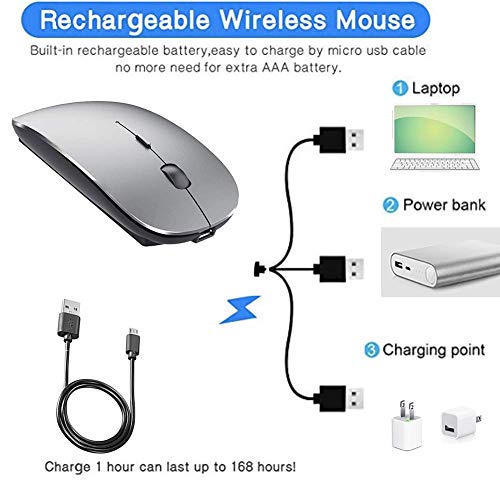 PeiBO Bluetooth 5.2 Wireless Dual-Mode Mouse, Gray Black, 2022 Model - color: Gray black