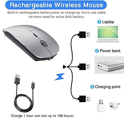 PeiBO Bluetooth 5.2 Wireless Dual-Mode Mouse, Gray Black, 2022 Model - color: Gray black