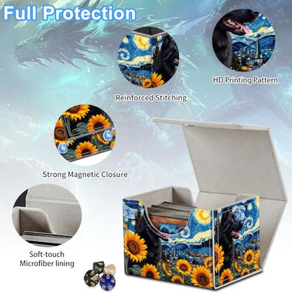 Dog in Starry Night Deck Box for MTG Commander | Holds 100+ Double-Sleeved Cards | Strong Magnetic TCG Card Case for Collectible Games - color: Dog in Starry Night