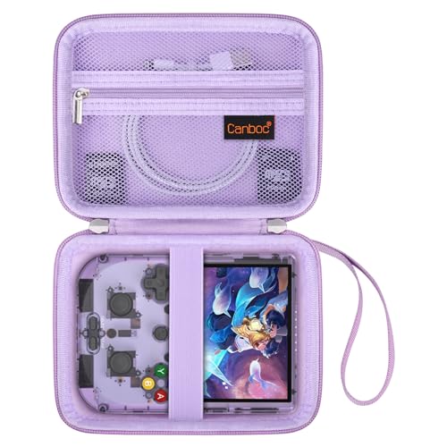 Canboc Carrying Case for G350/ RG40XXV/ RG406V/ RG405V Retro Handheld Game Console, RG40XXV Video Gaming Console Storage Box, Mesh Pocket fits Cable, SD Card, Purple (Case Only) - color: Purple